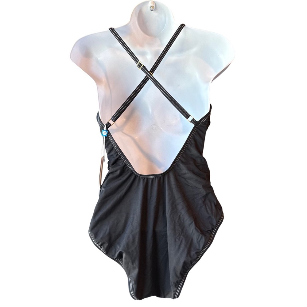 Bleu Rod Beattie Black Belted One Piece Swimsuit Women's Size 10 New With Tags - Picture 2 of 8